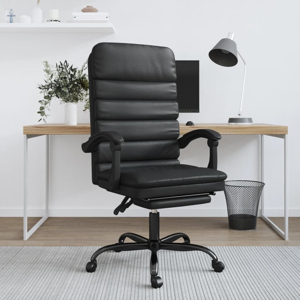 Reclining massage office chair, black, artificial leather