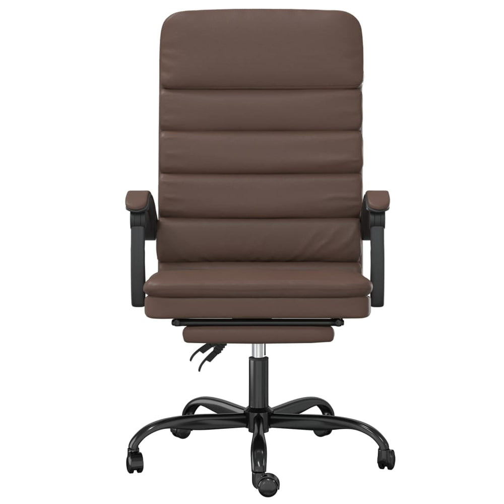 Reclining massage office chair, brown, artificial leather