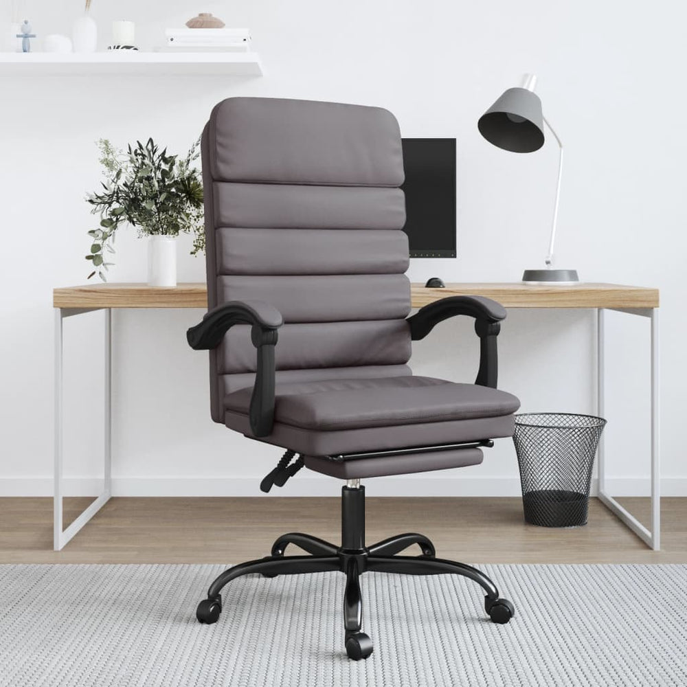 Reclining Massage Office Chair, Grey, Artificial Leather