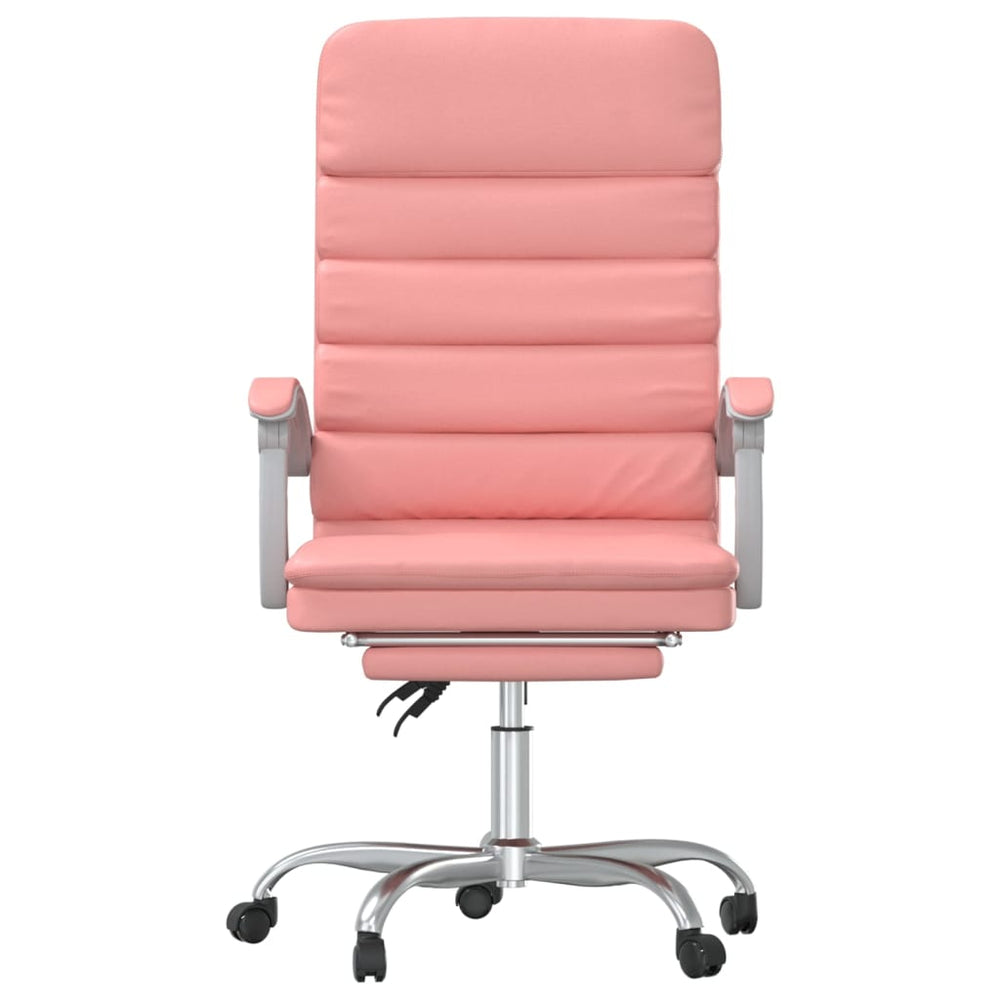 Reclining massage office chair, pink, faux leather