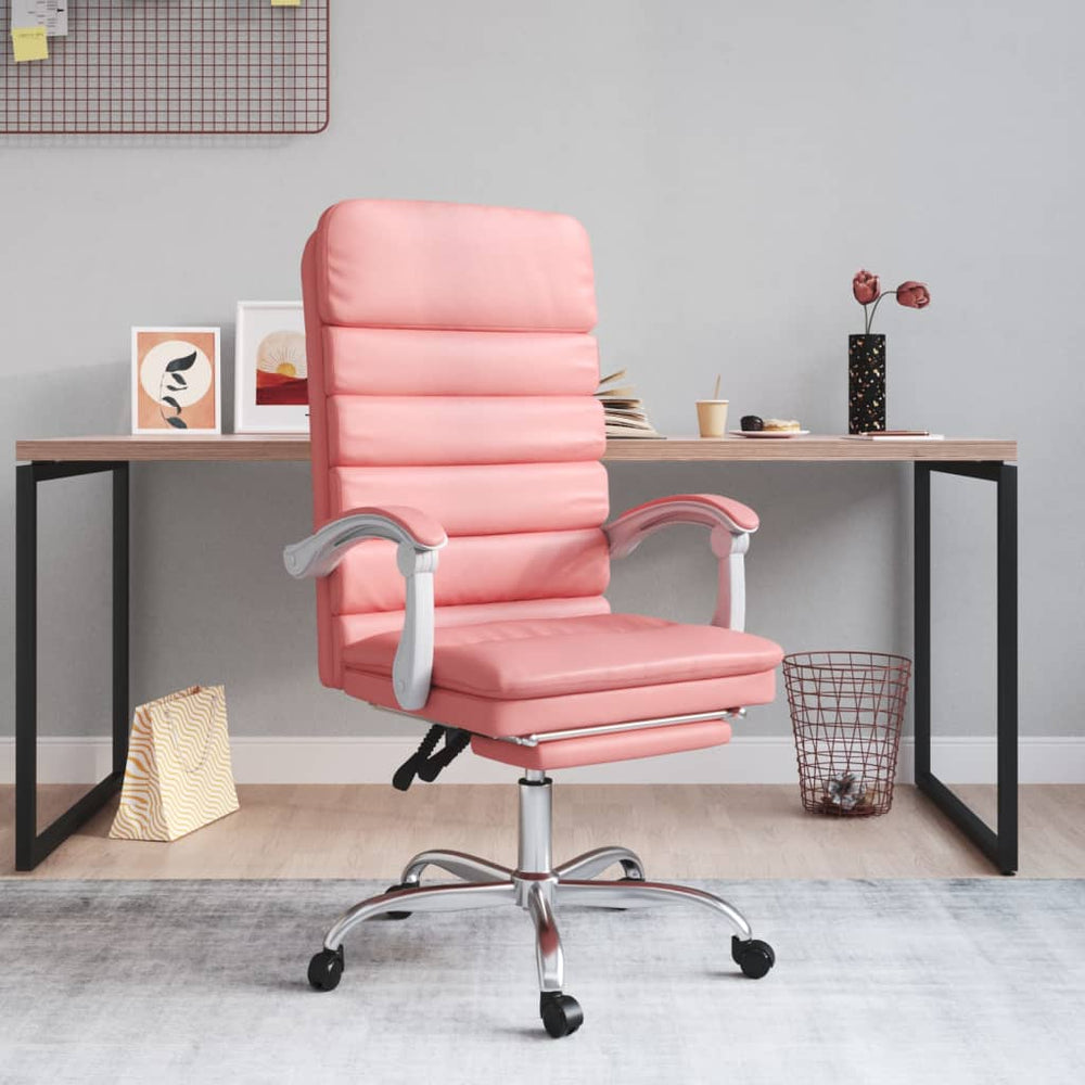 Reclining massage office chair, pink, faux leather