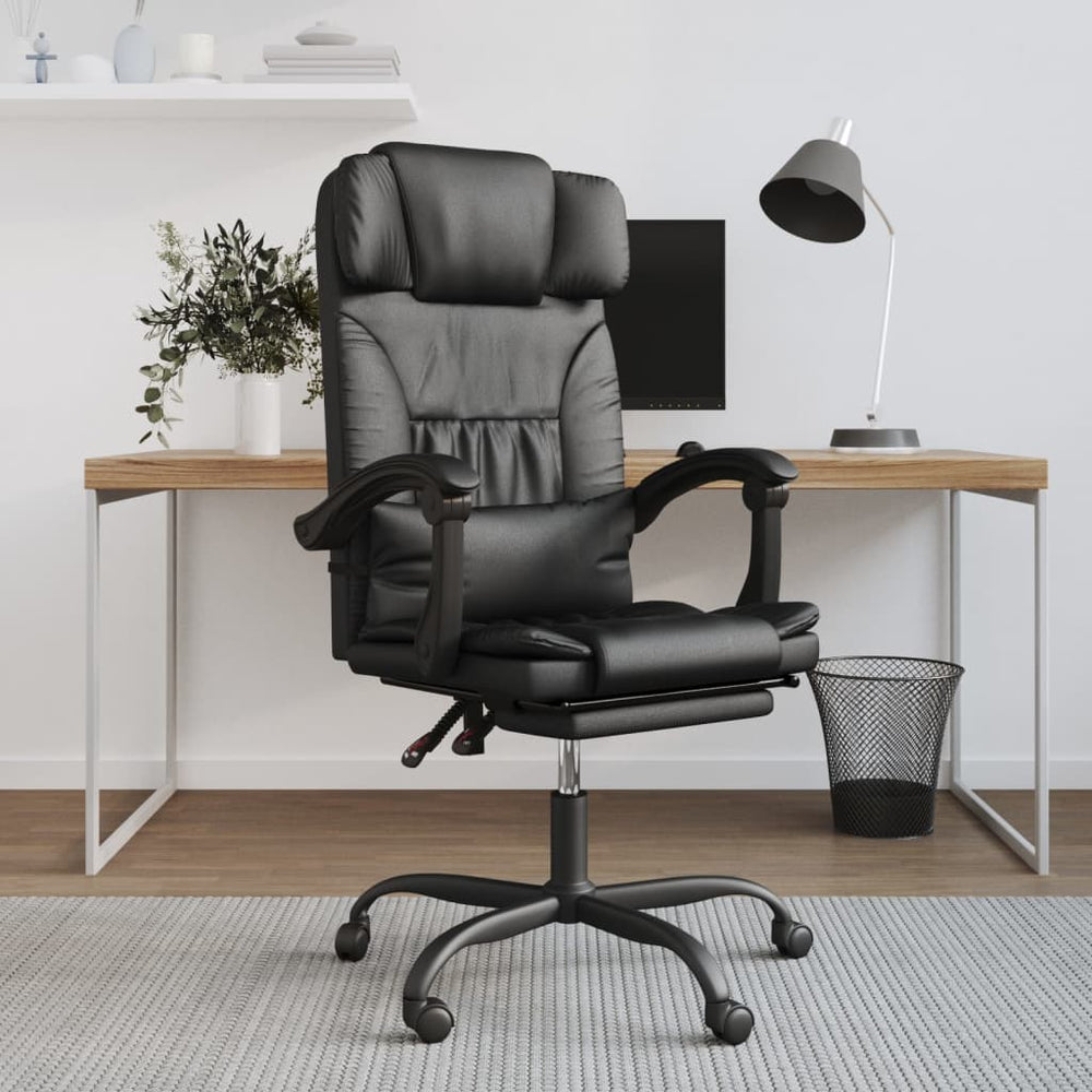 Reclining office chair, black, artificial leather