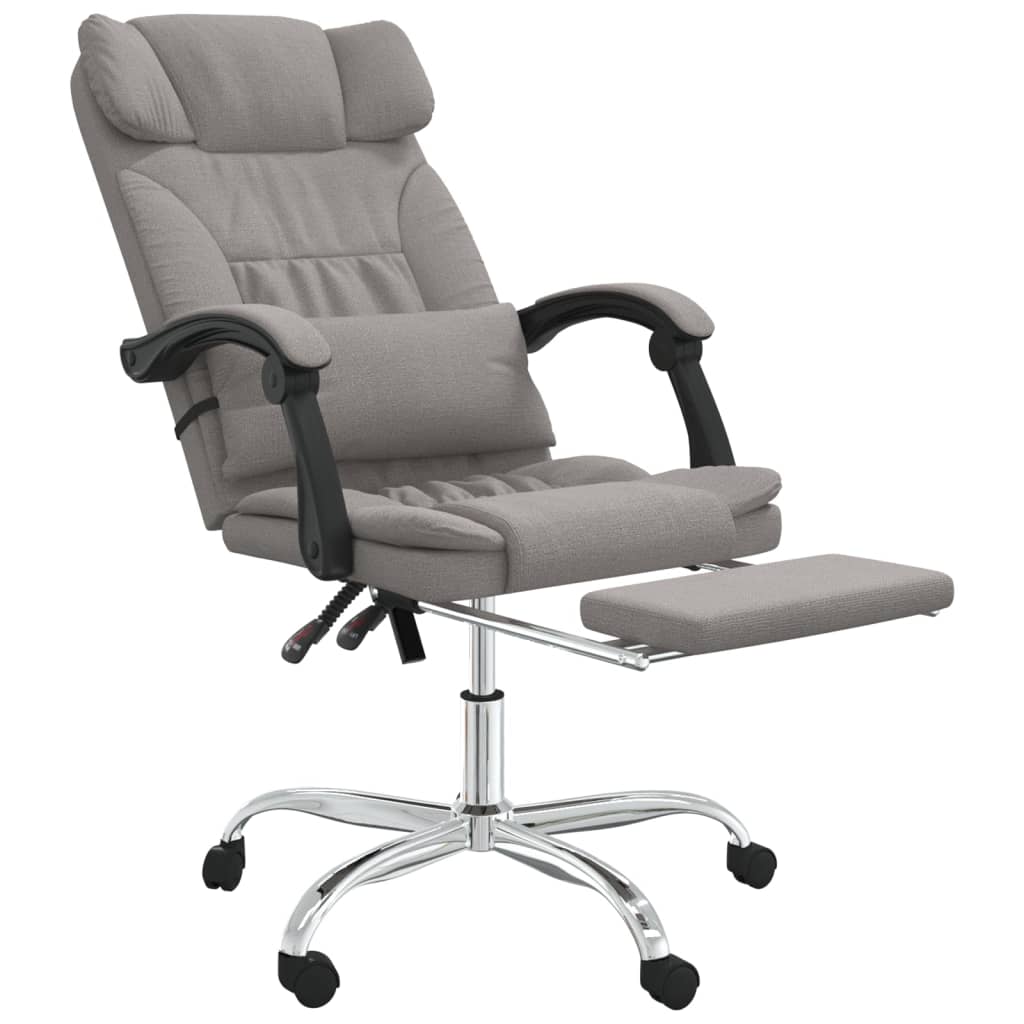 Reclining massage office chair, taupe, fabric