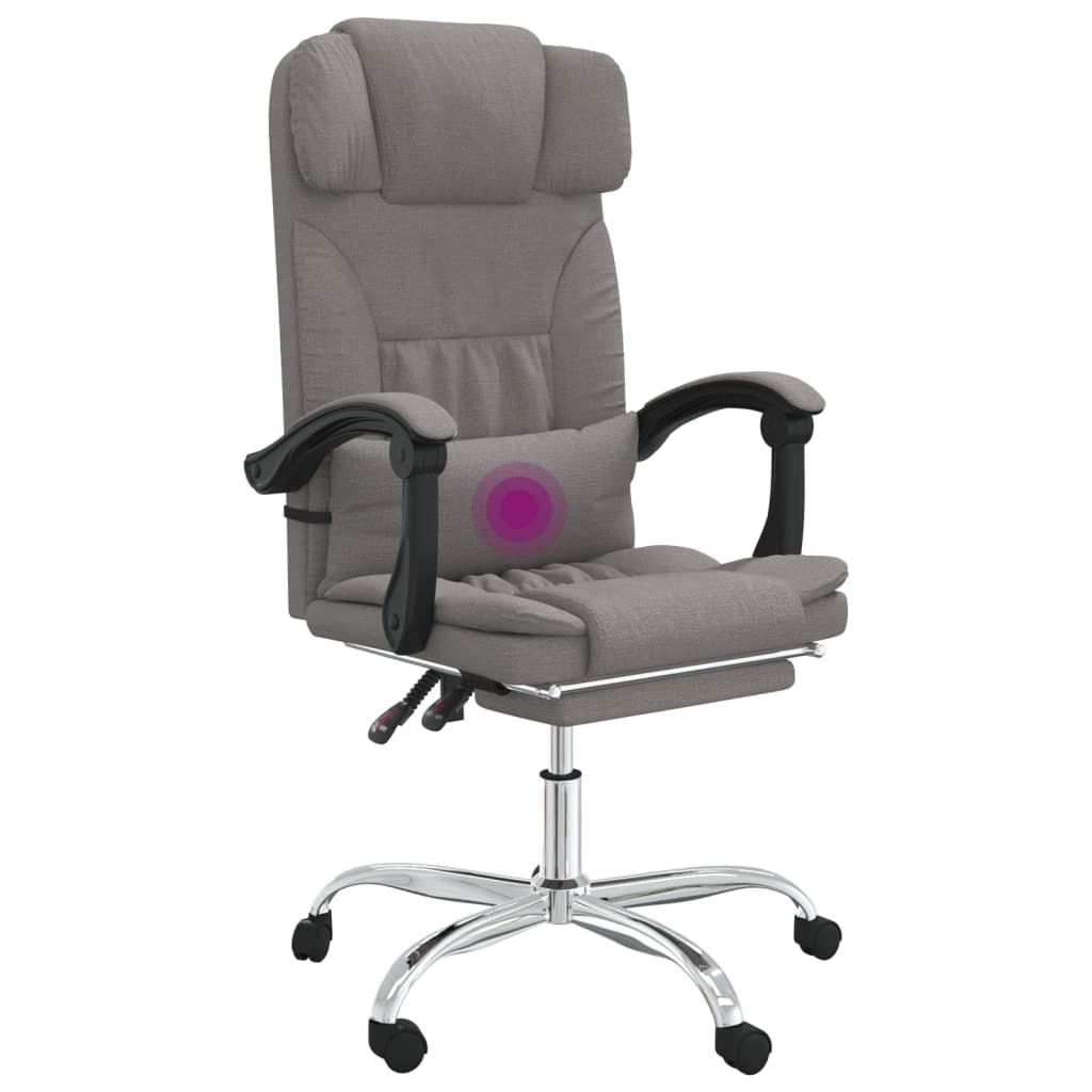 Reclining massage office chair, taupe, fabric