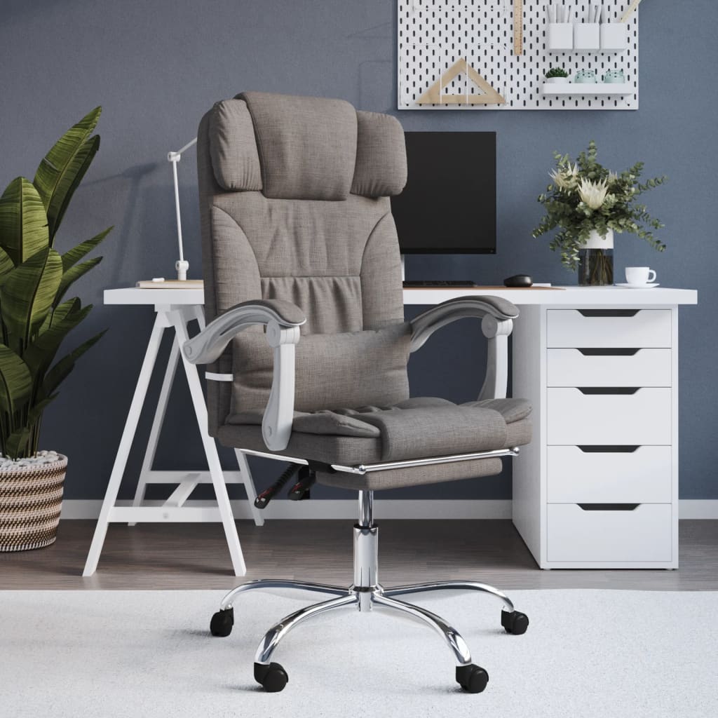 Reclining massage office chair, taupe, fabric