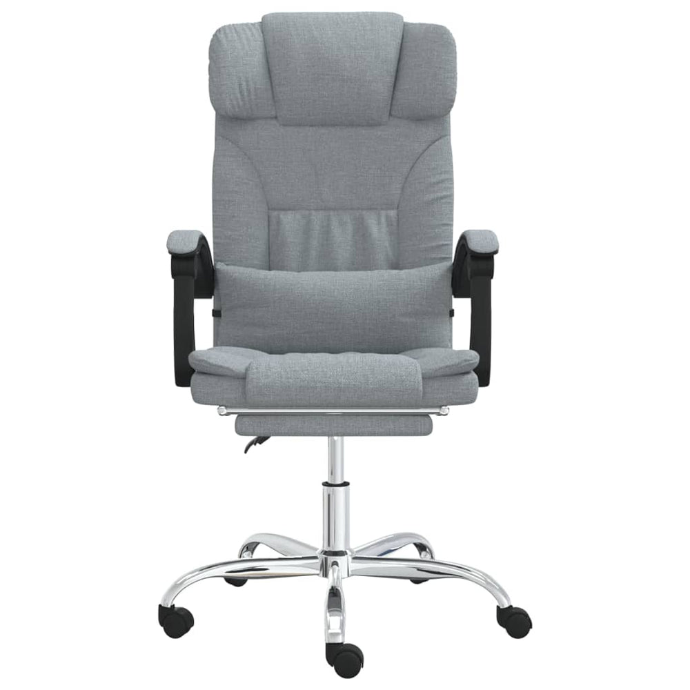 Reclining massage office chair, light grey, fabric