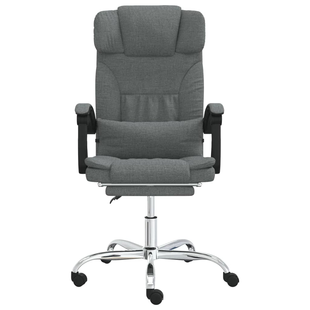 Reclining massage office chair, dark grey, fabric