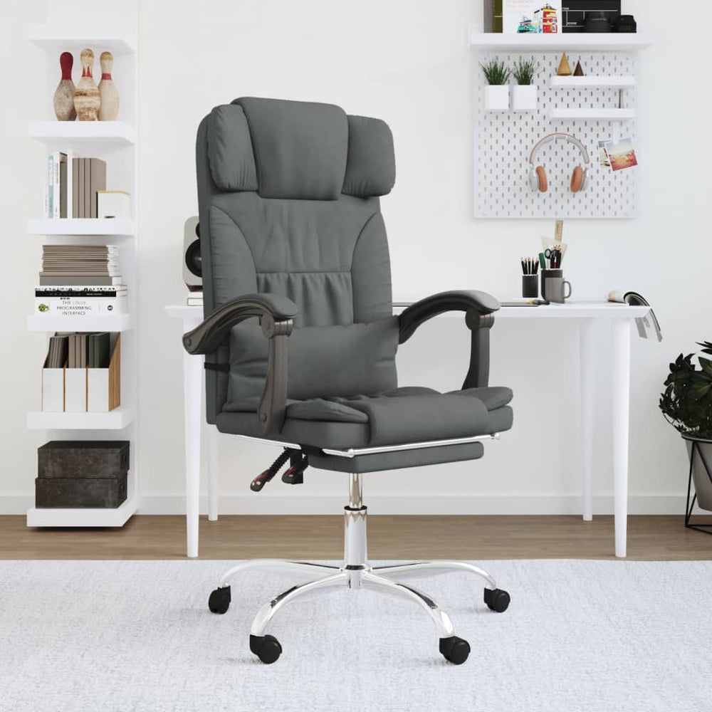 Reclining massage office chair, dark grey, fabric