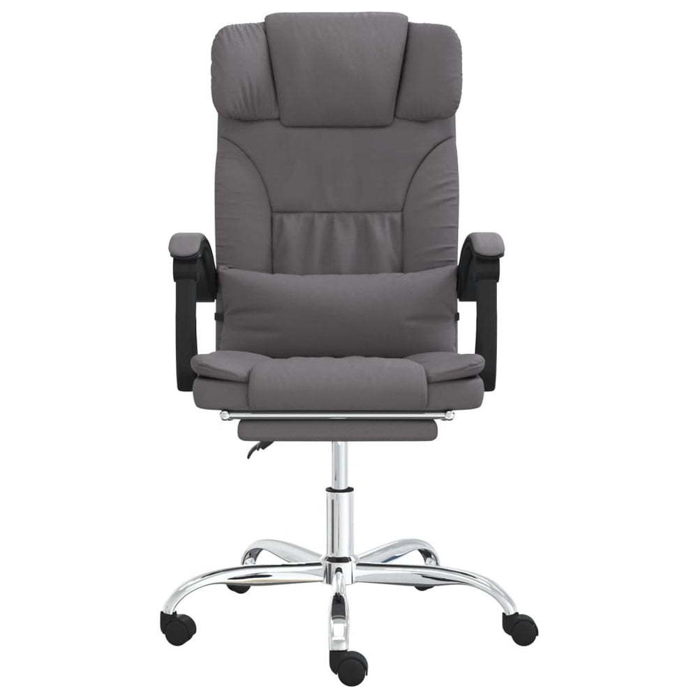 Reclining Massage Office Chair, Grey, Artificial Leather