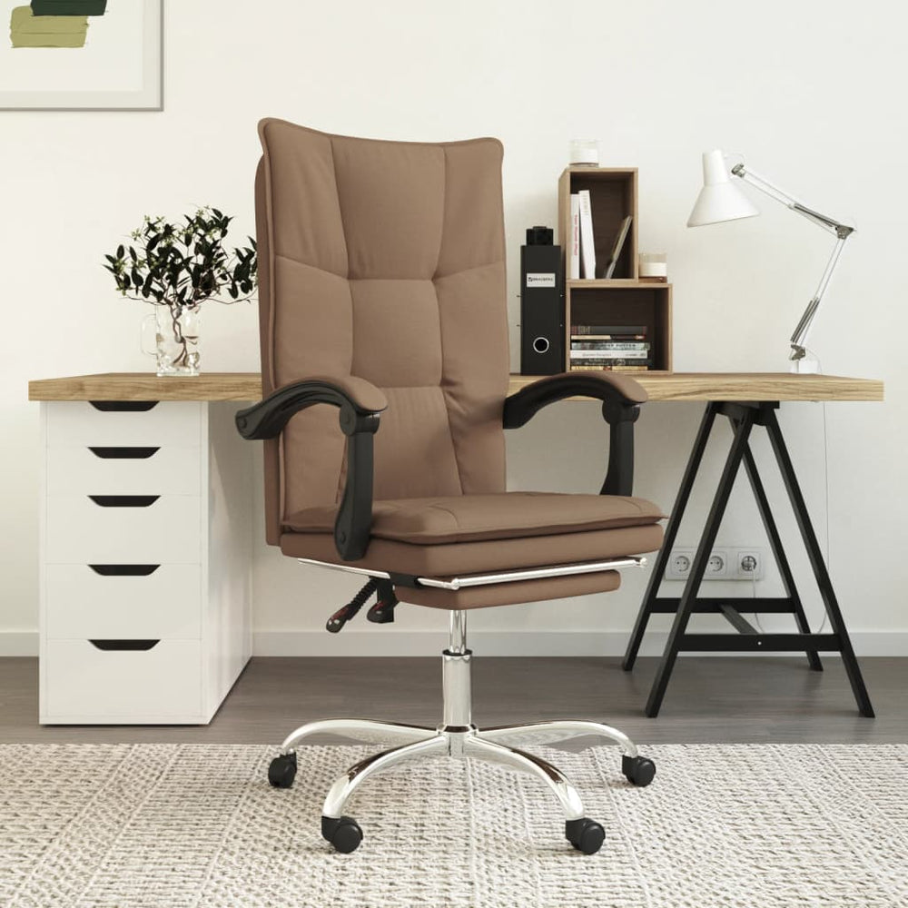 Reclining office chair, brown, fabric