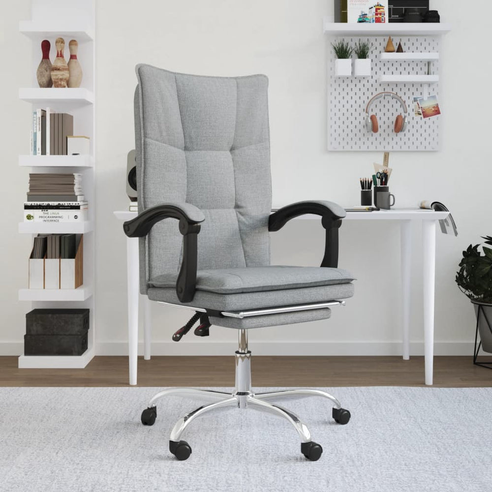 Reclining office chair, light gray, fabric