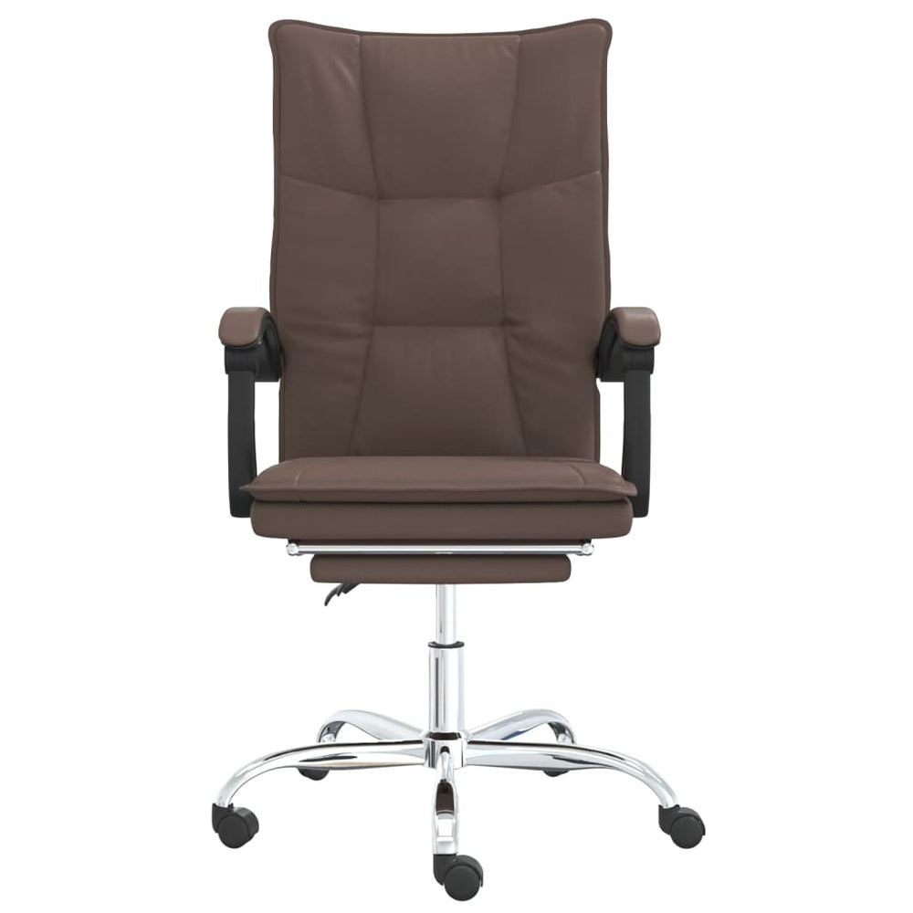 Reclining office chair, brown, artificial leather