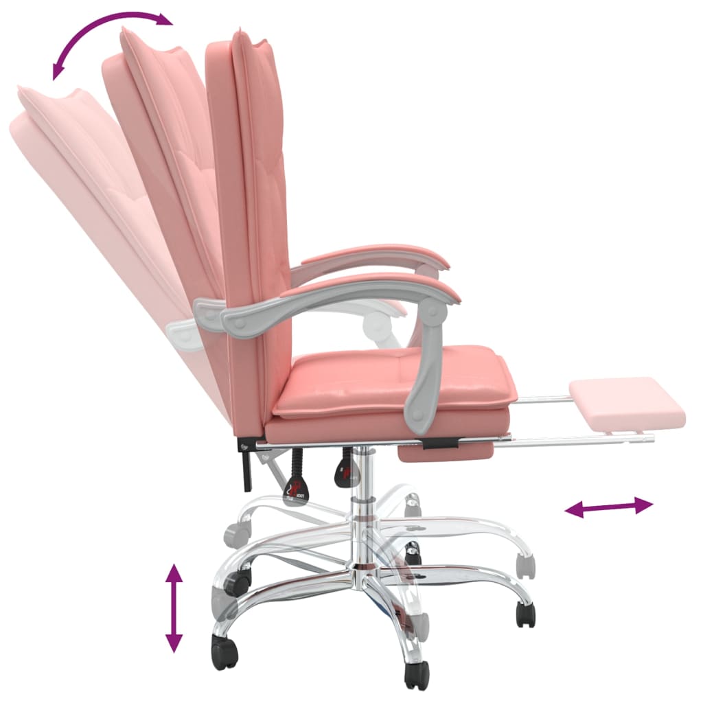 Reclining office chair, pink, artificial leather