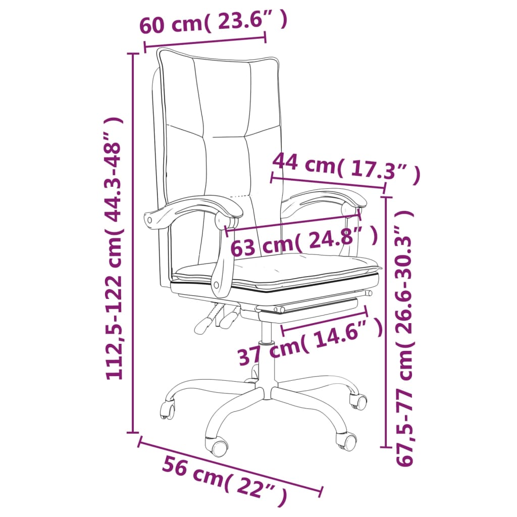 Reclining office chair, pink, artificial leather