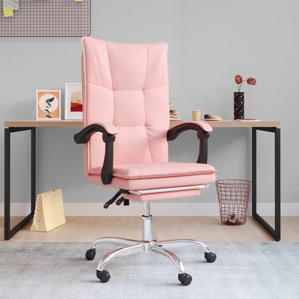 Reclining office chair, pink, artificial leather