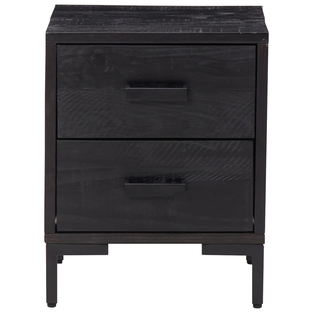 Bedside table, black, 36x30x45cm, solid pine