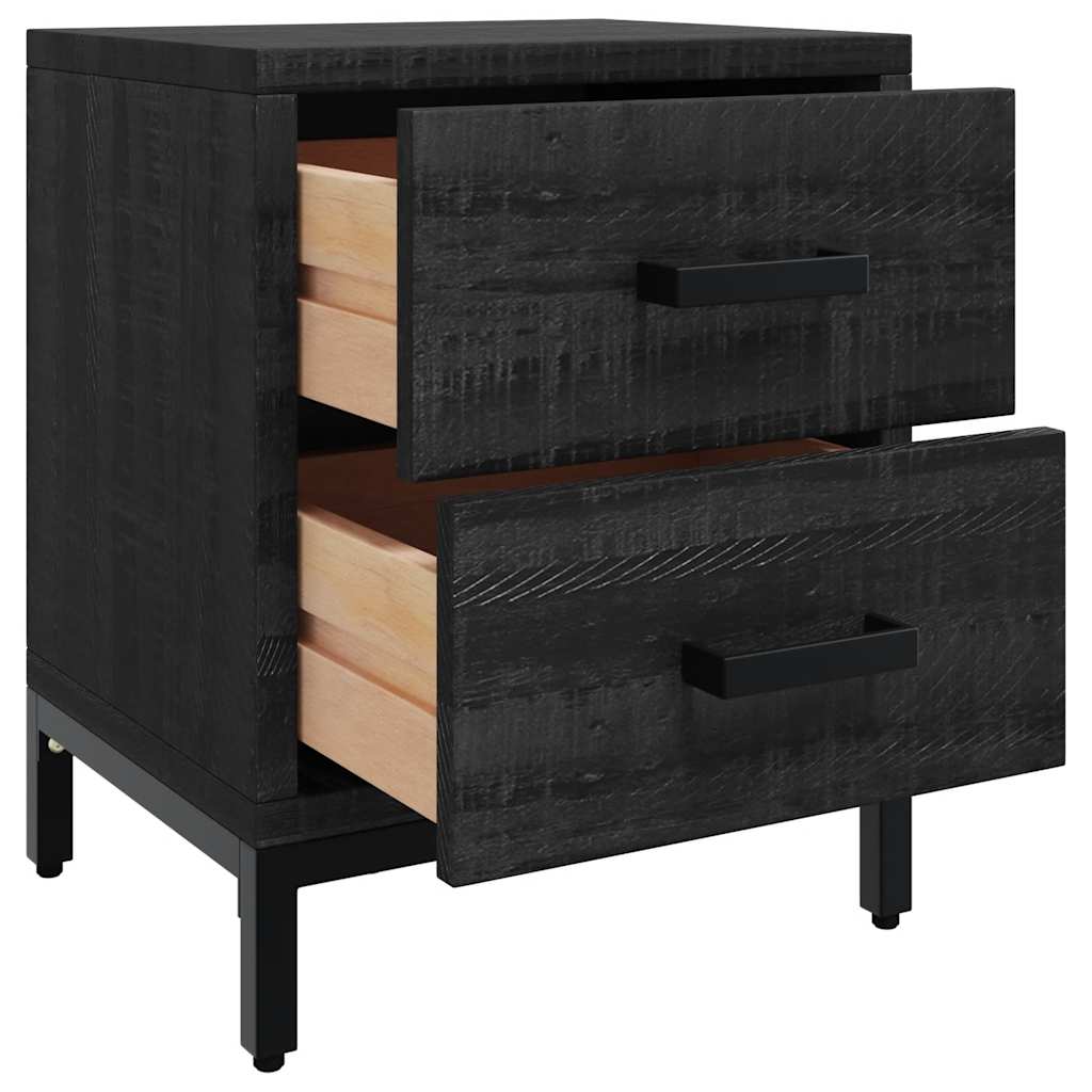 Bedside table, black, 36x30x45cm, solid pine