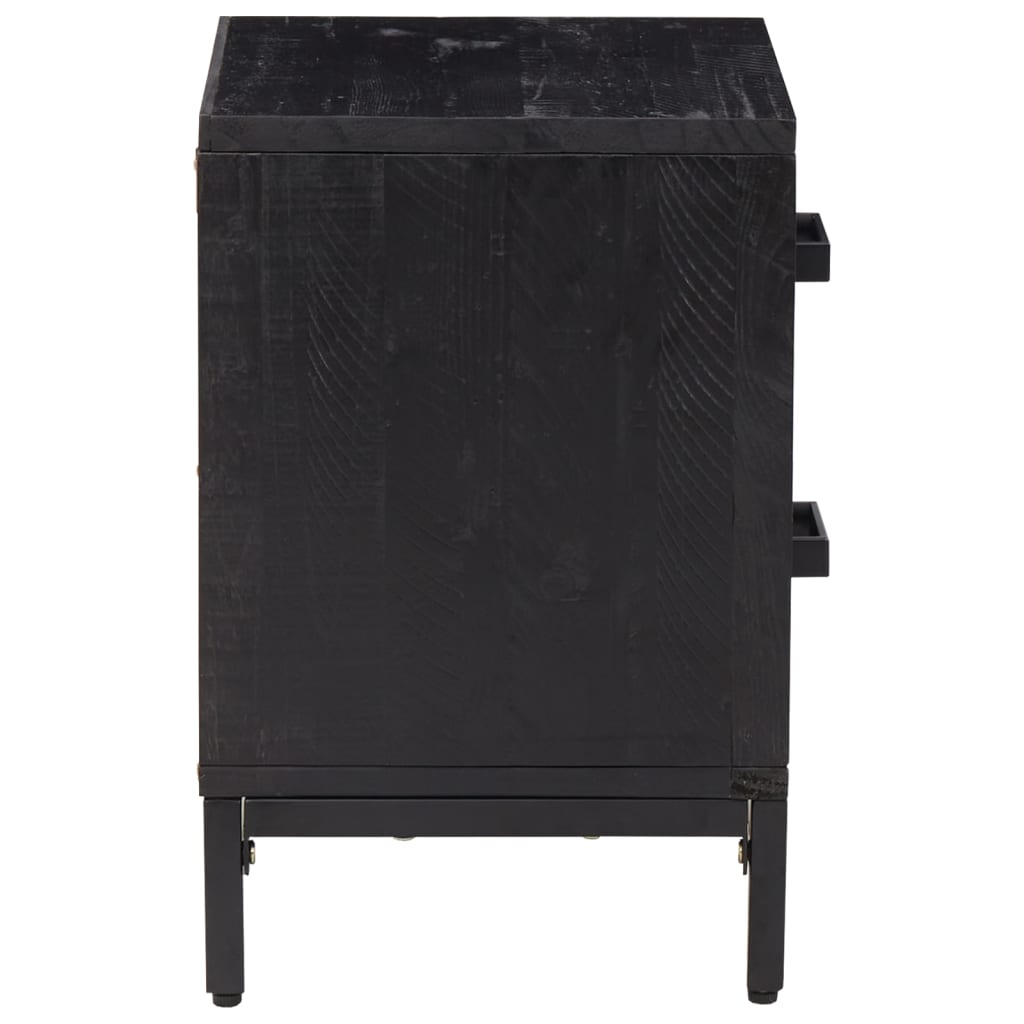 Bedside table, black, 36x30x45cm, solid pine