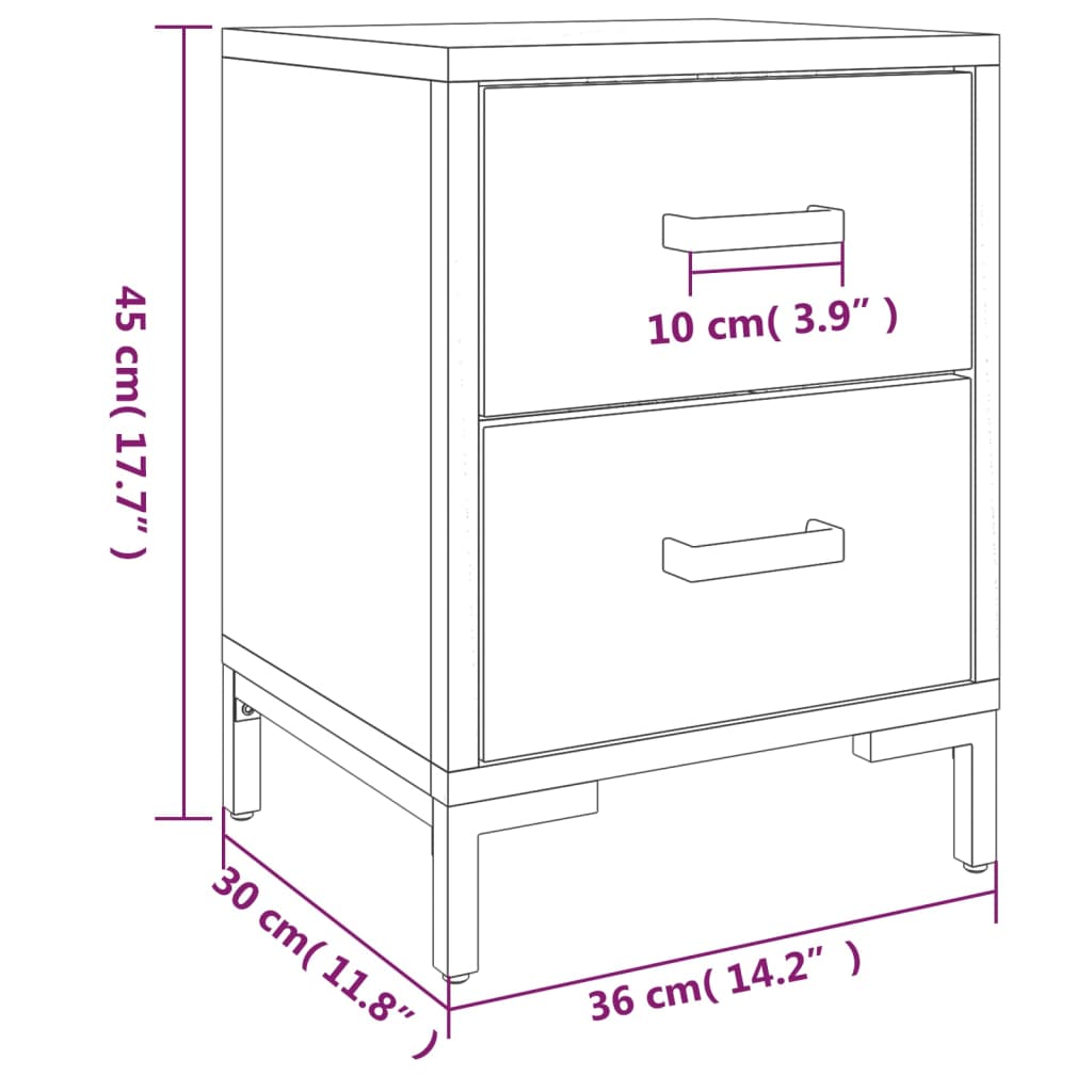 Bedside table, black, 36x30x45cm, solid pine