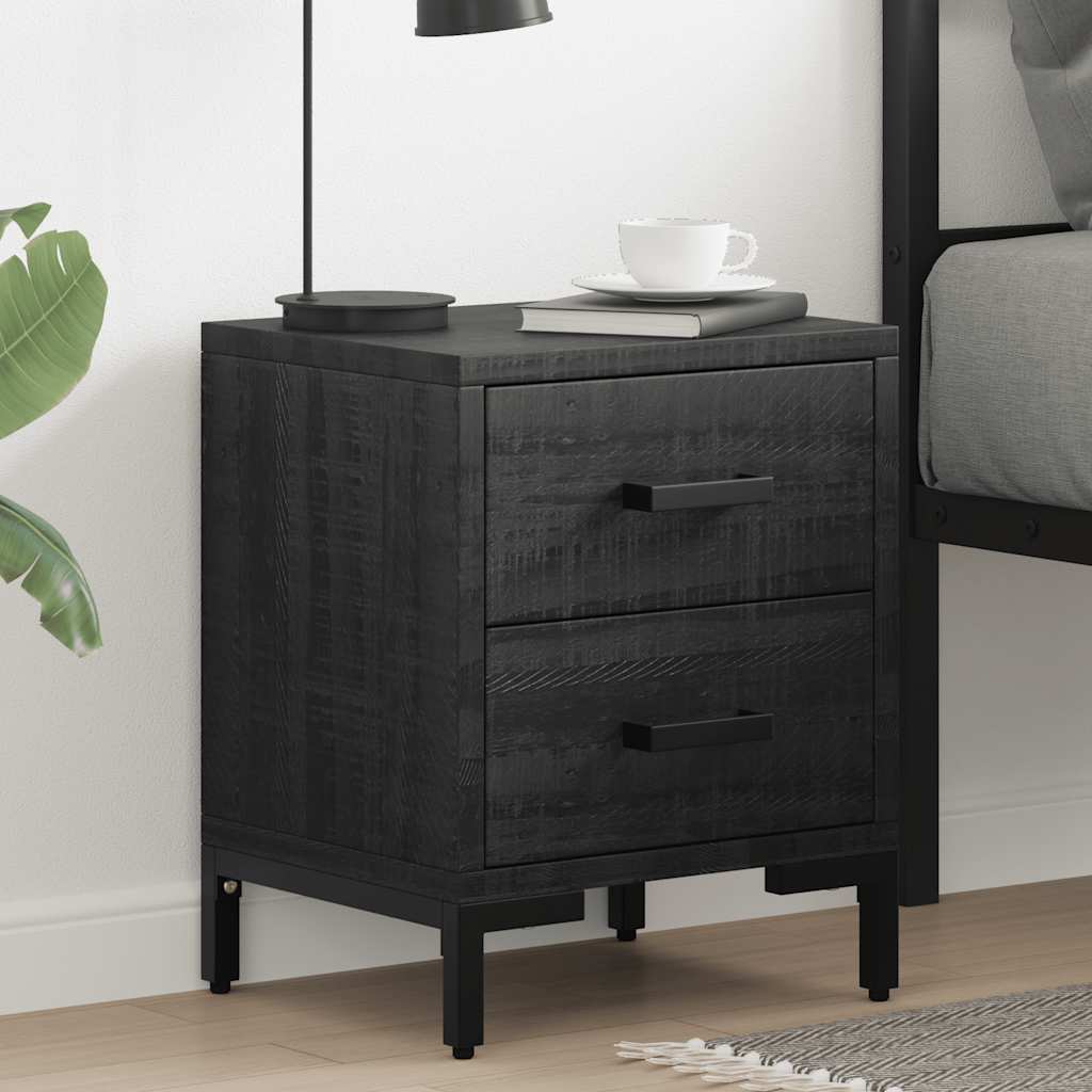 Bedside table, black, 36x30x45cm, solid pine