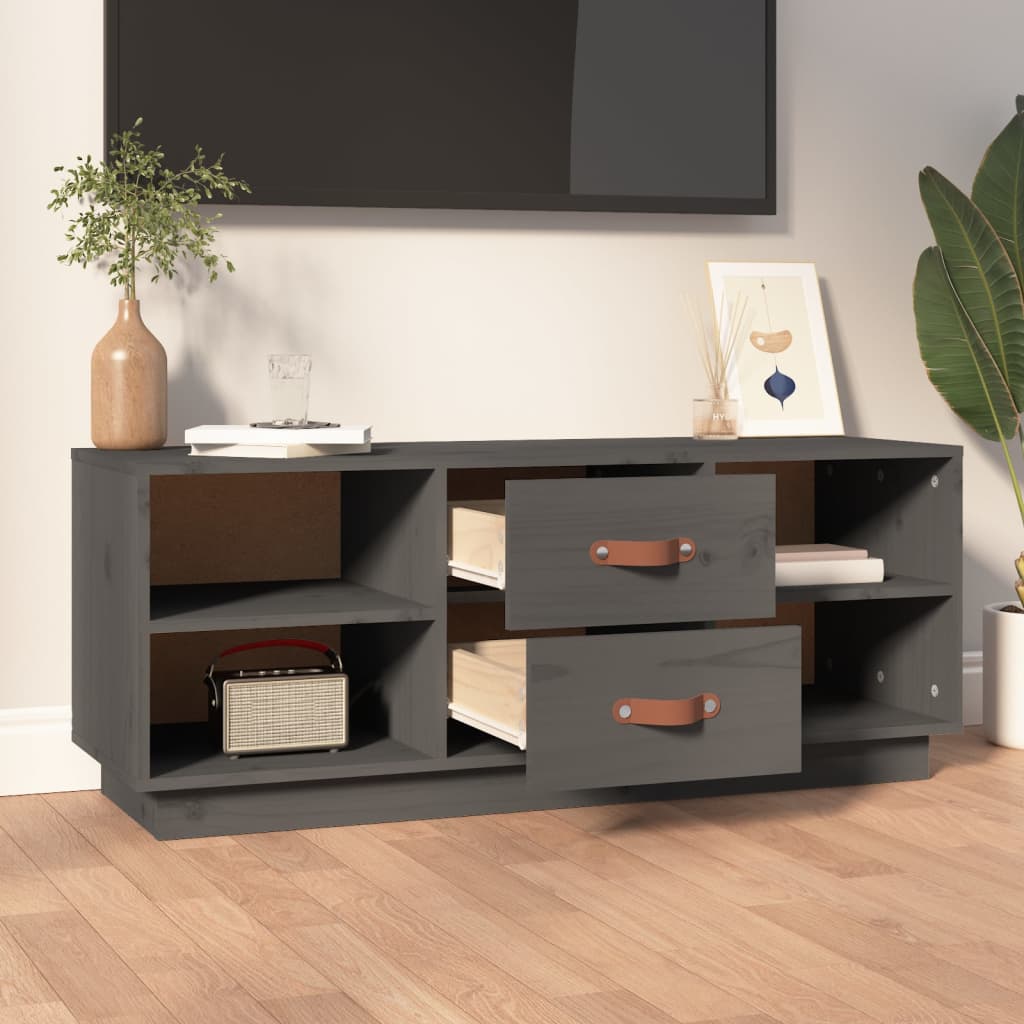 TV skapis, pelēks, 100x34x40cm, priedes masīvkoks