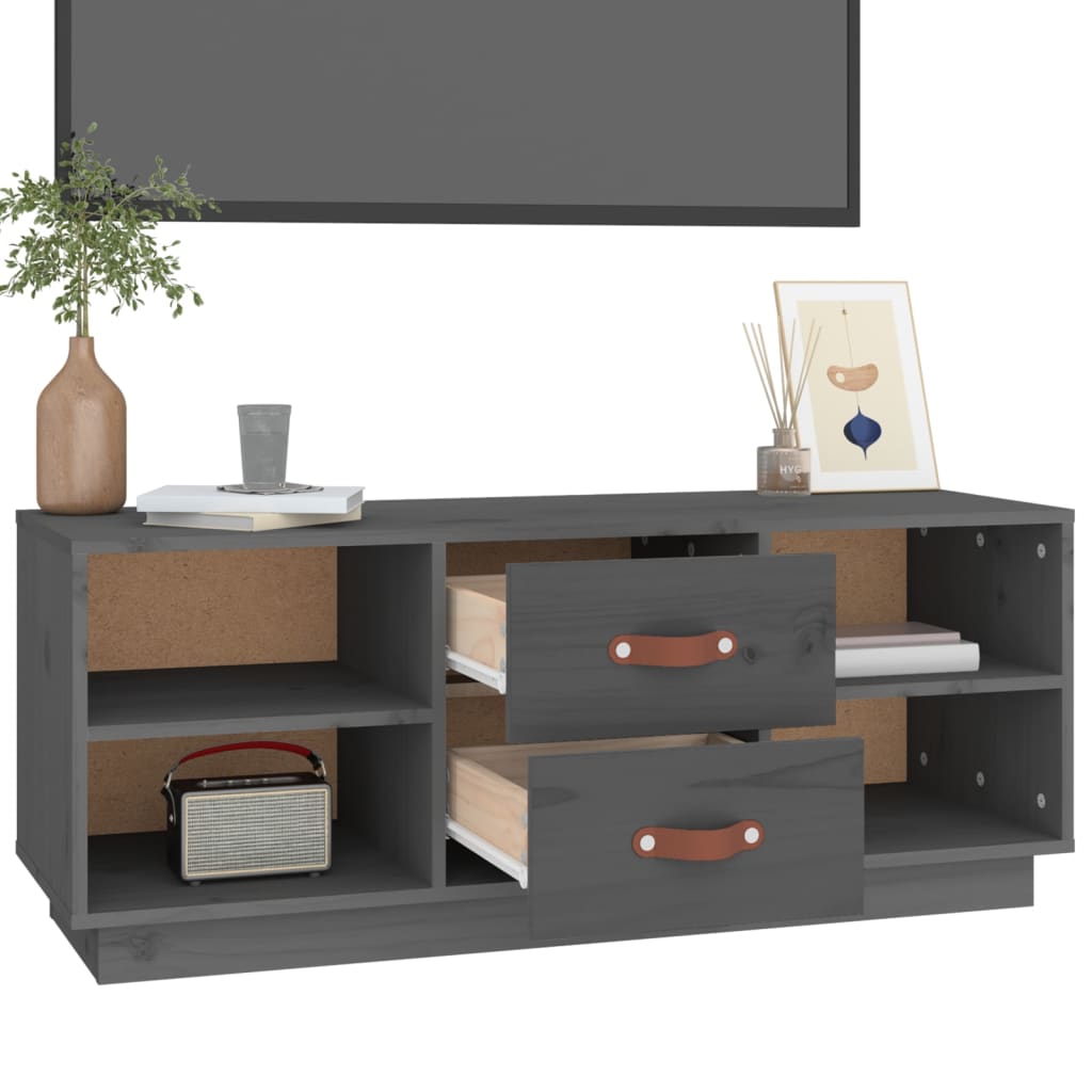 TV skapis, pelēks, 100x34x40cm, priedes masīvkoks
