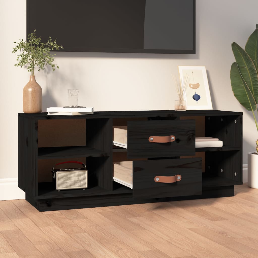 TV skapītis, melns, 100x34x40cm, priedes masīvkoks