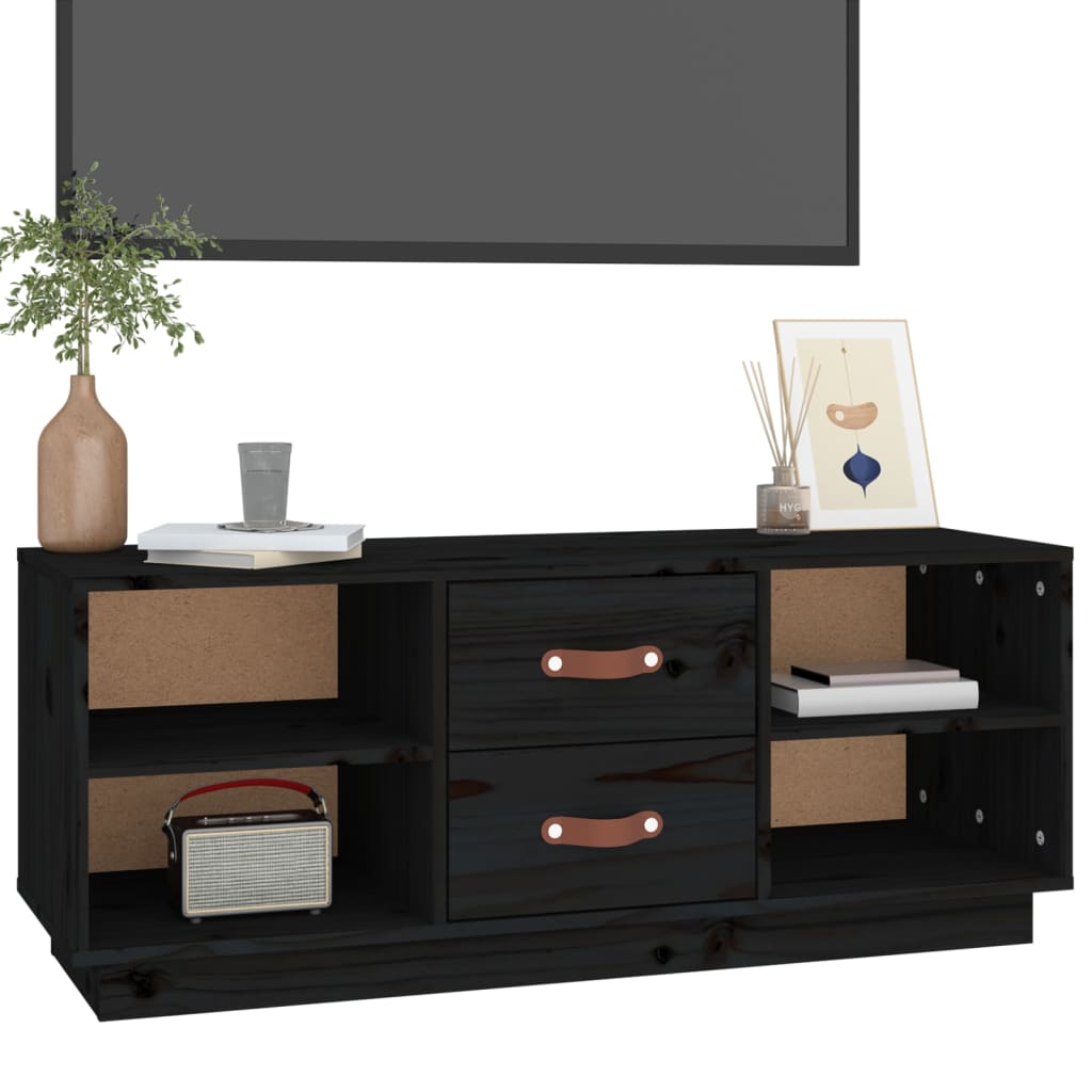 TV skapītis, melns, 100x34x40cm, priedes masīvkoks
