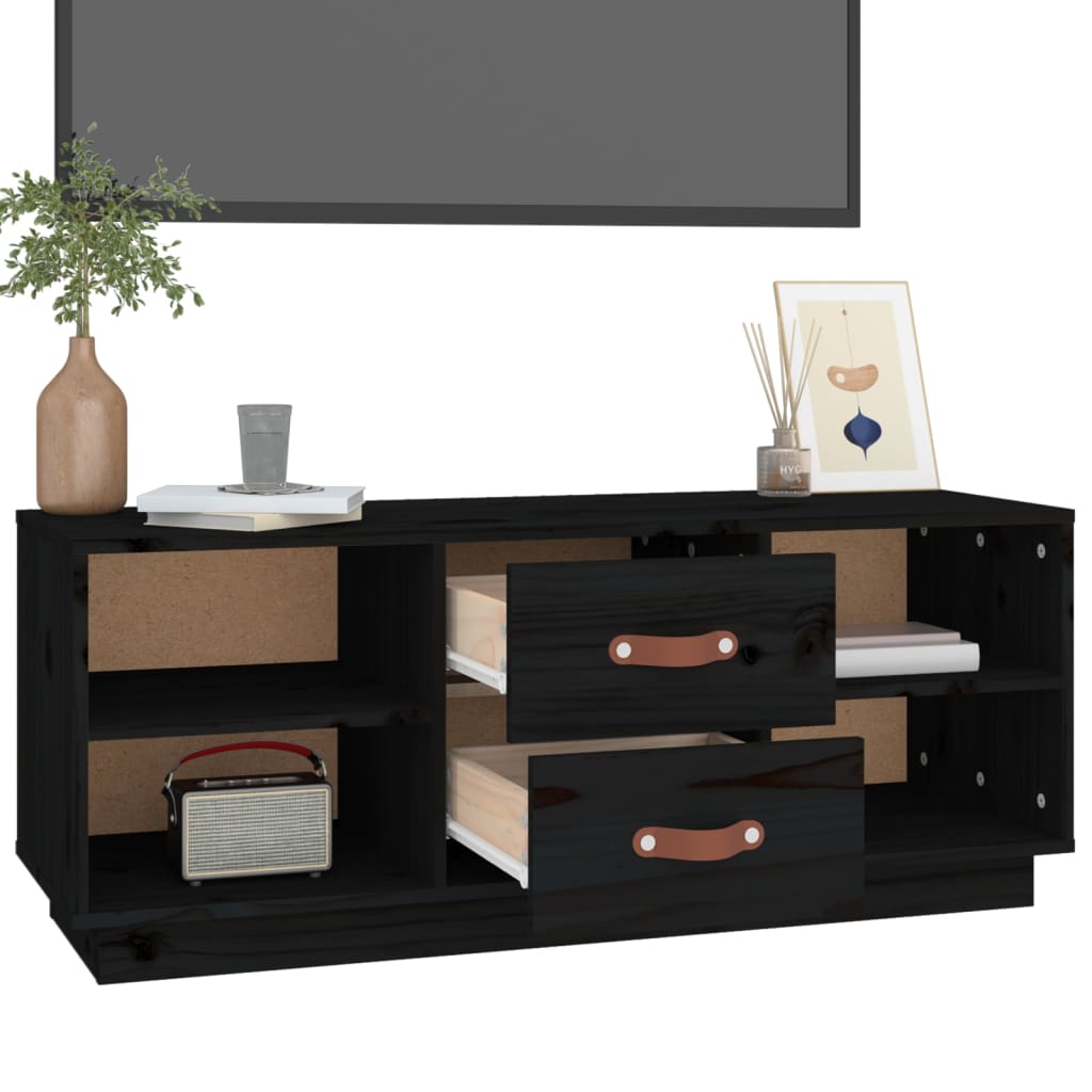 TV skapītis, melns, 100x34x40cm, priedes masīvkoks