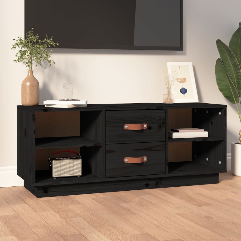TV skapītis, melns, 100x34x40cm, priedes masīvkoks