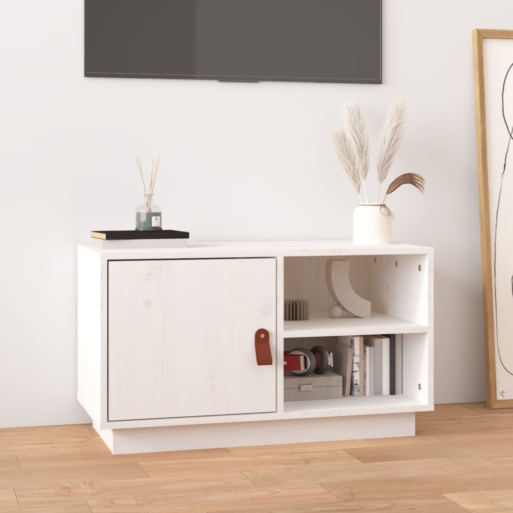 TV cabinet, white, 70x34x40cm, solid pine