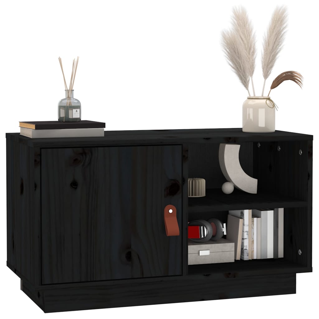 TV cabinet, black, 70x34x40cm, solid pine