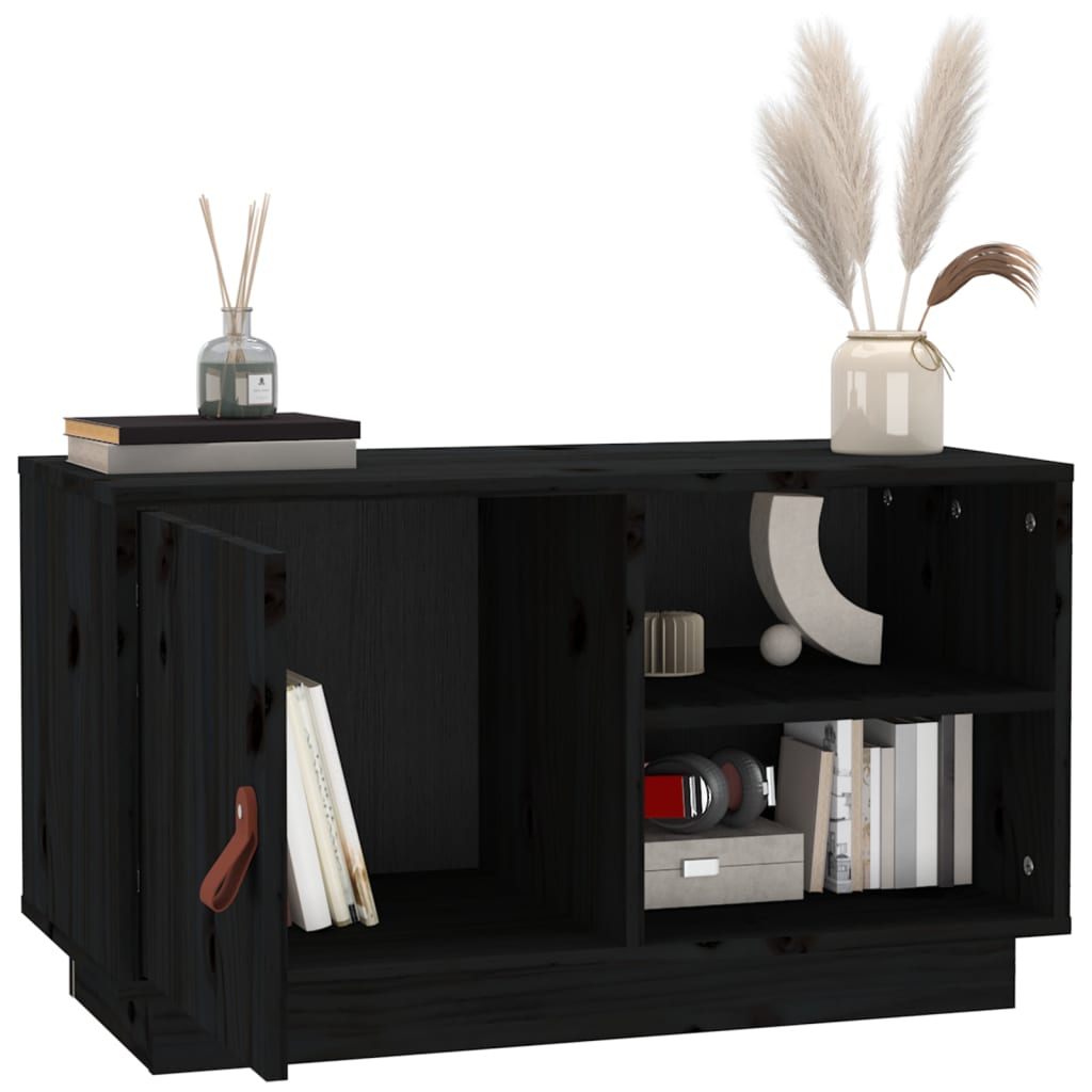 TV cabinet, black, 70x34x40cm, solid pine