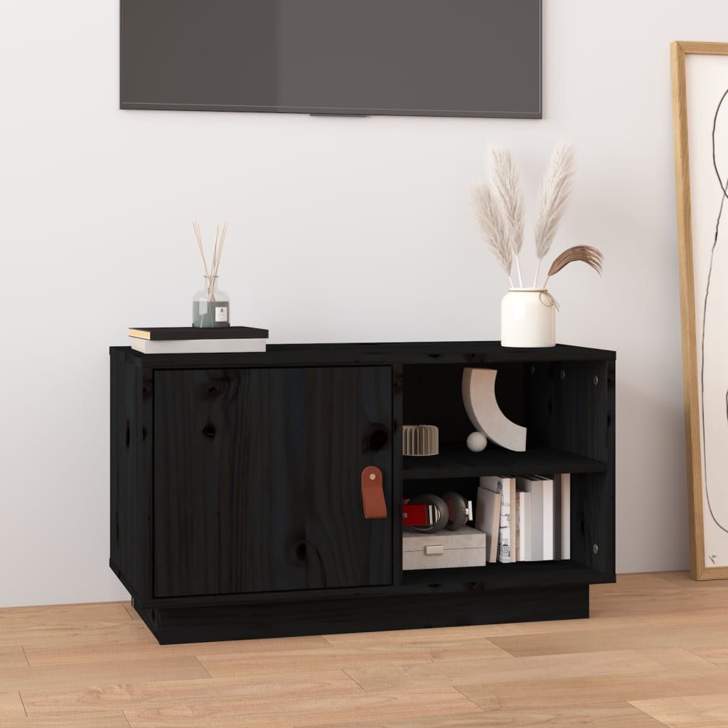 TV cabinet, black, 70x34x40cm, solid pine