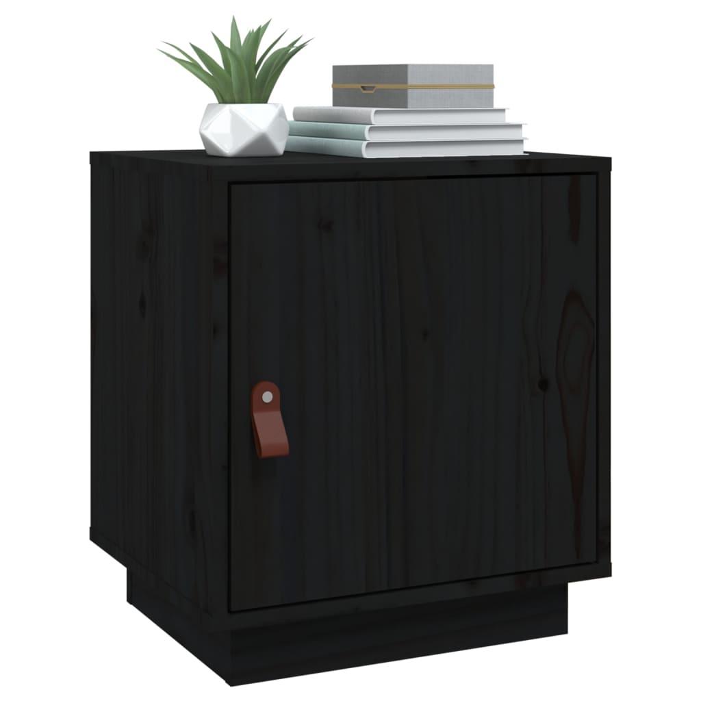Nightstand, black, 40x34x45cm, solid pine
