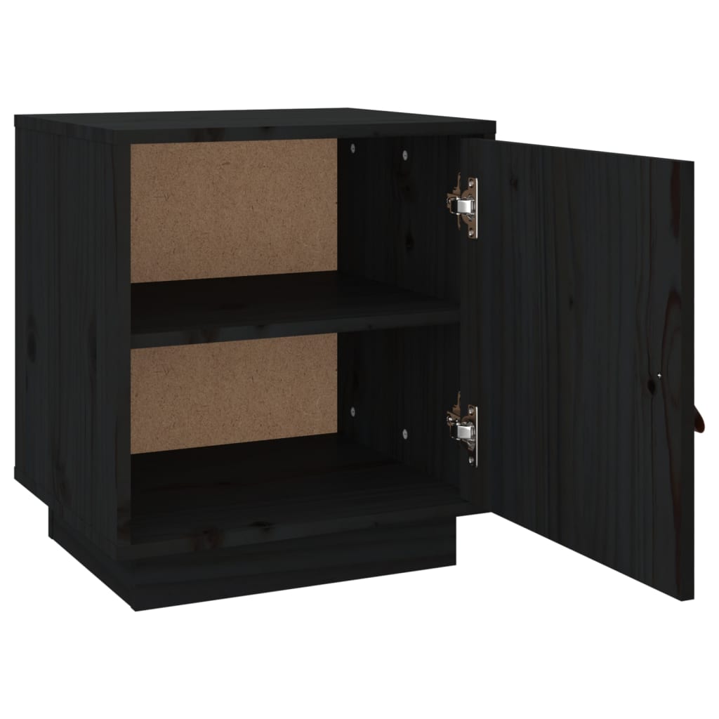 Nightstand, black, 40x34x45cm, solid pine