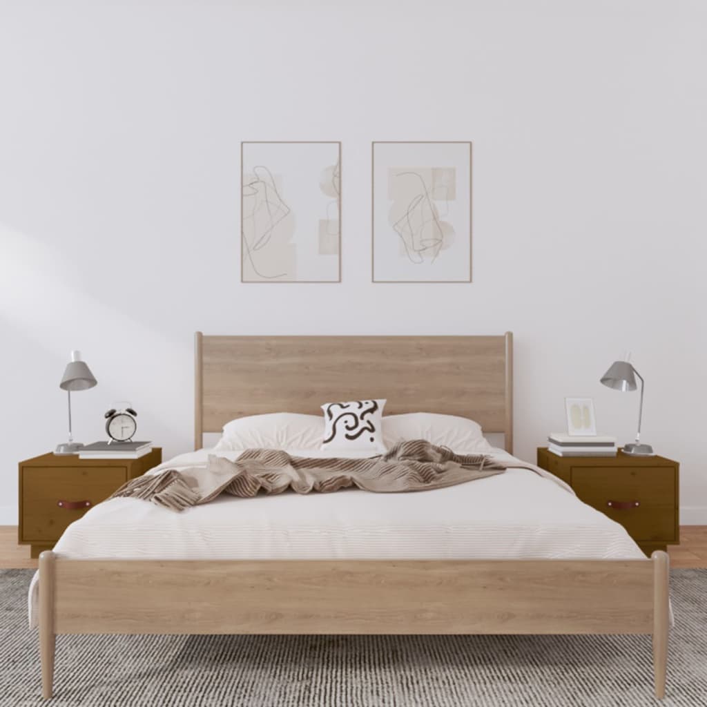 Bedside tables, 2 pcs., honey brown, 40x34x35cm, pine