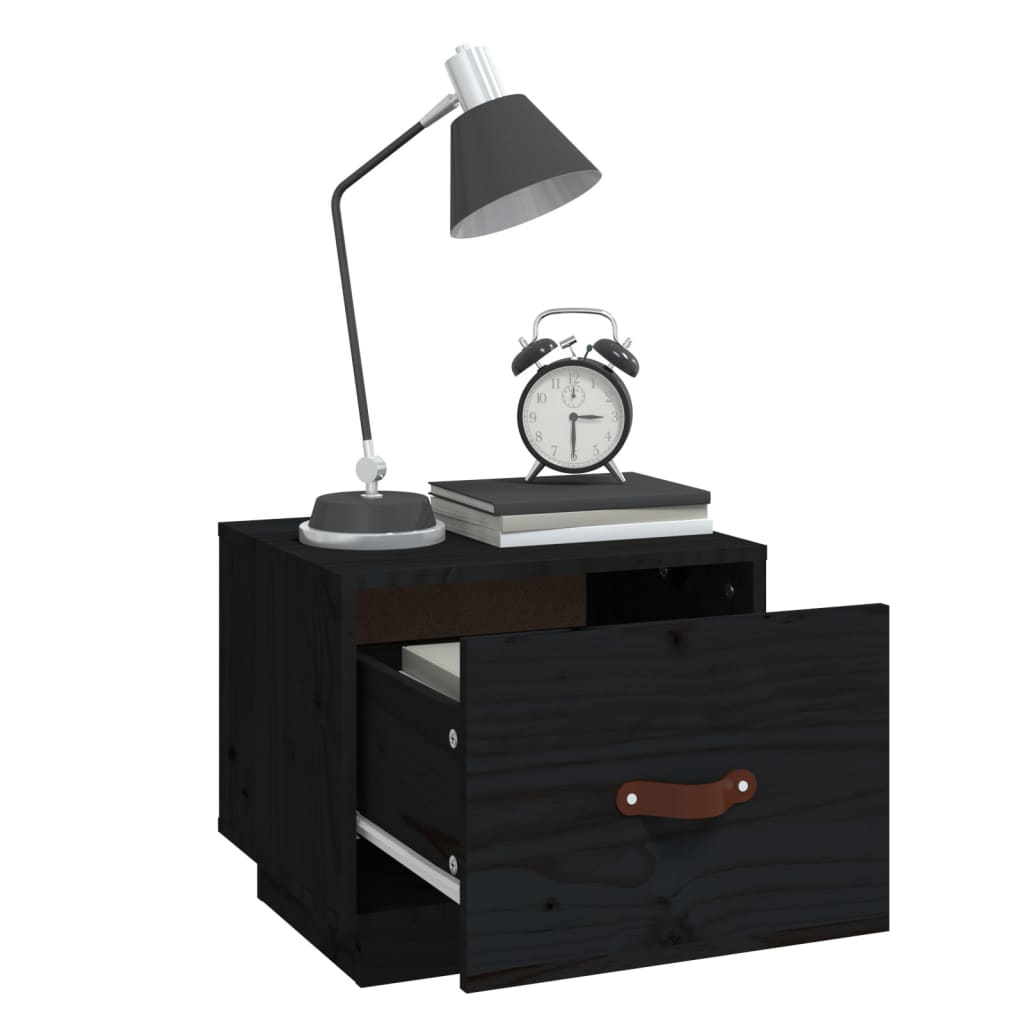 Nightstands, 2 pcs., black, 40x34x35cm, solid pine