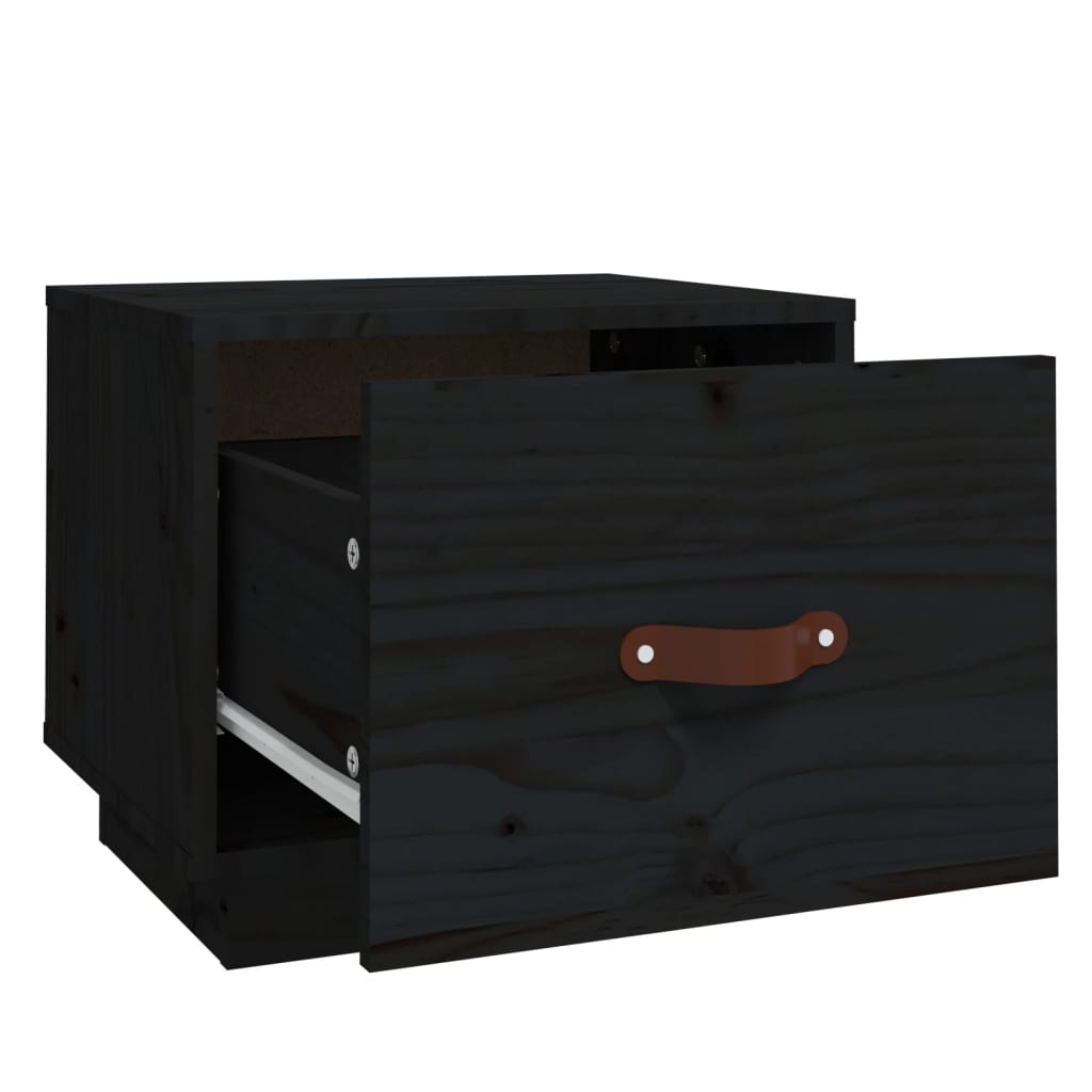 Nightstands, 2 pcs., black, 40x34x35cm, solid pine