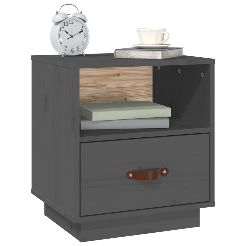 Nightstand, gray, 40x34x45cm, solid pine wood