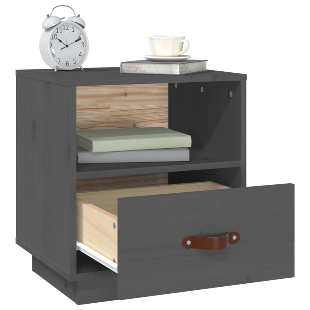 Nightstand, gray, 40x34x45cm, solid pine wood