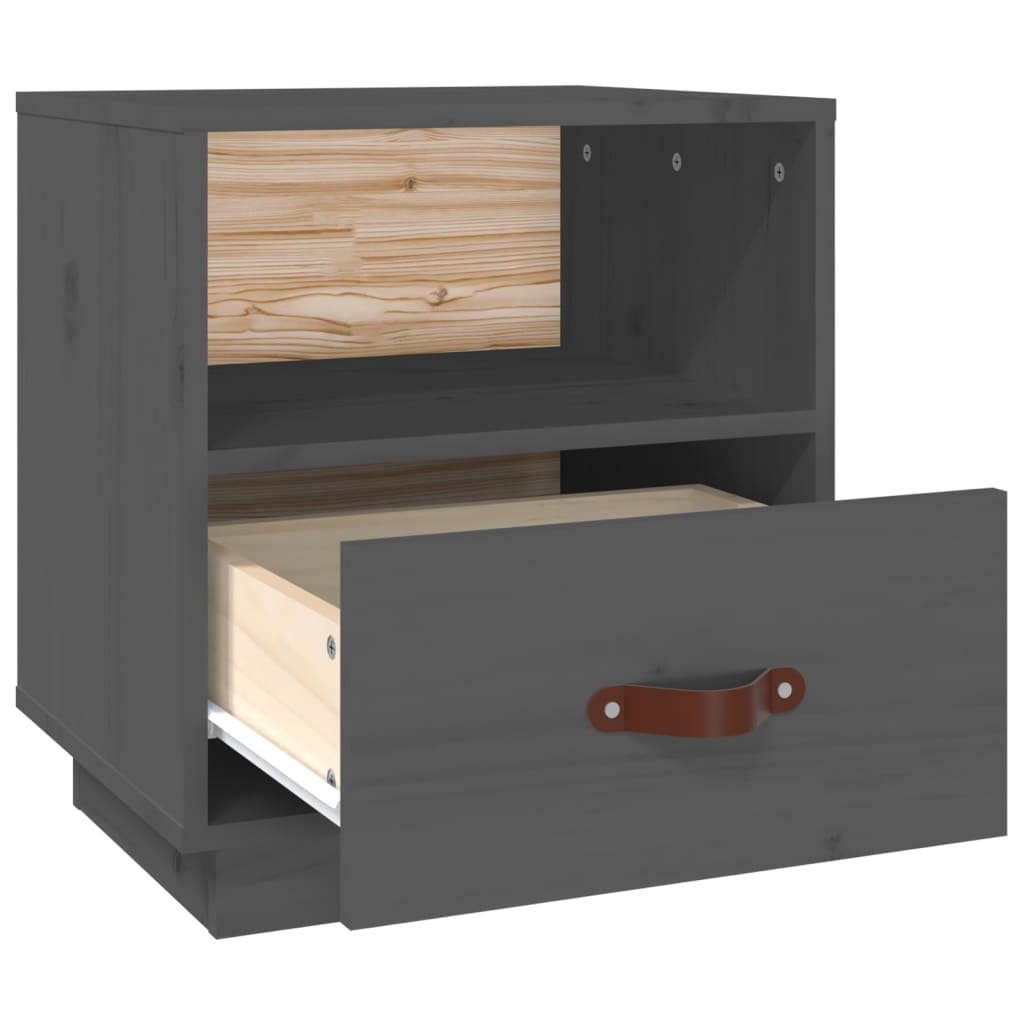Nightstand, gray, 40x34x45cm, solid pine wood