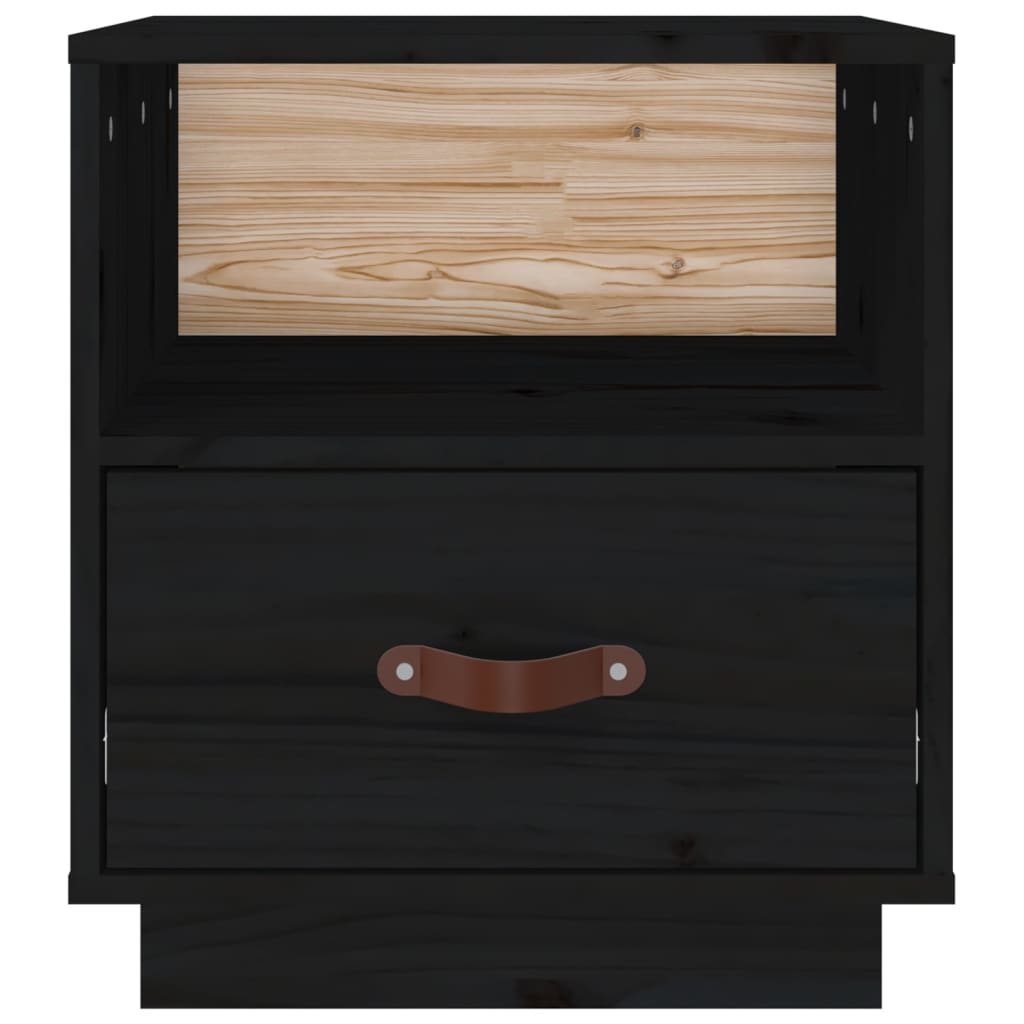 Nightstand, black, 40x34x45cm, solid pine