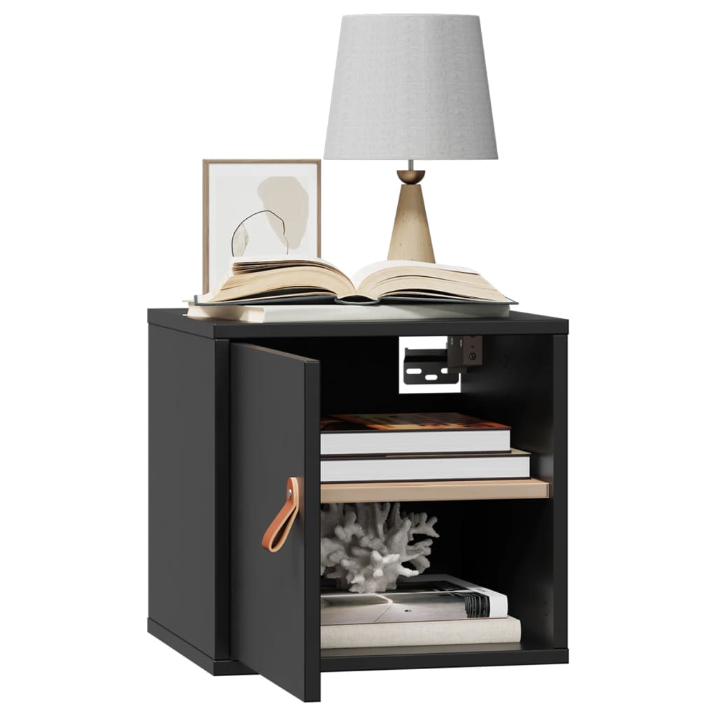 Wall cabinets, 2 pcs., black, 31.5x30x30cm, solid pine