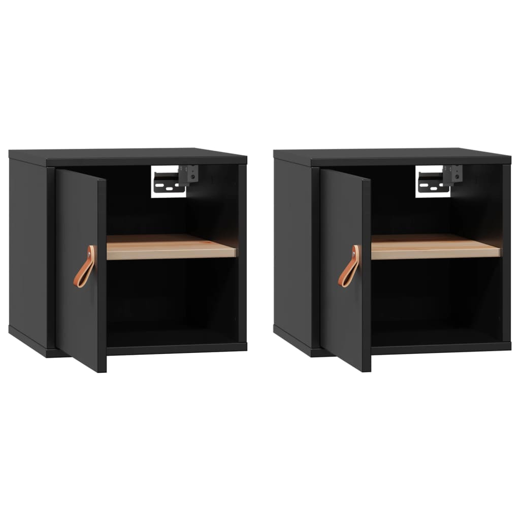 Wall cabinets, 2 pcs., black, 31.5x30x30cm, solid pine