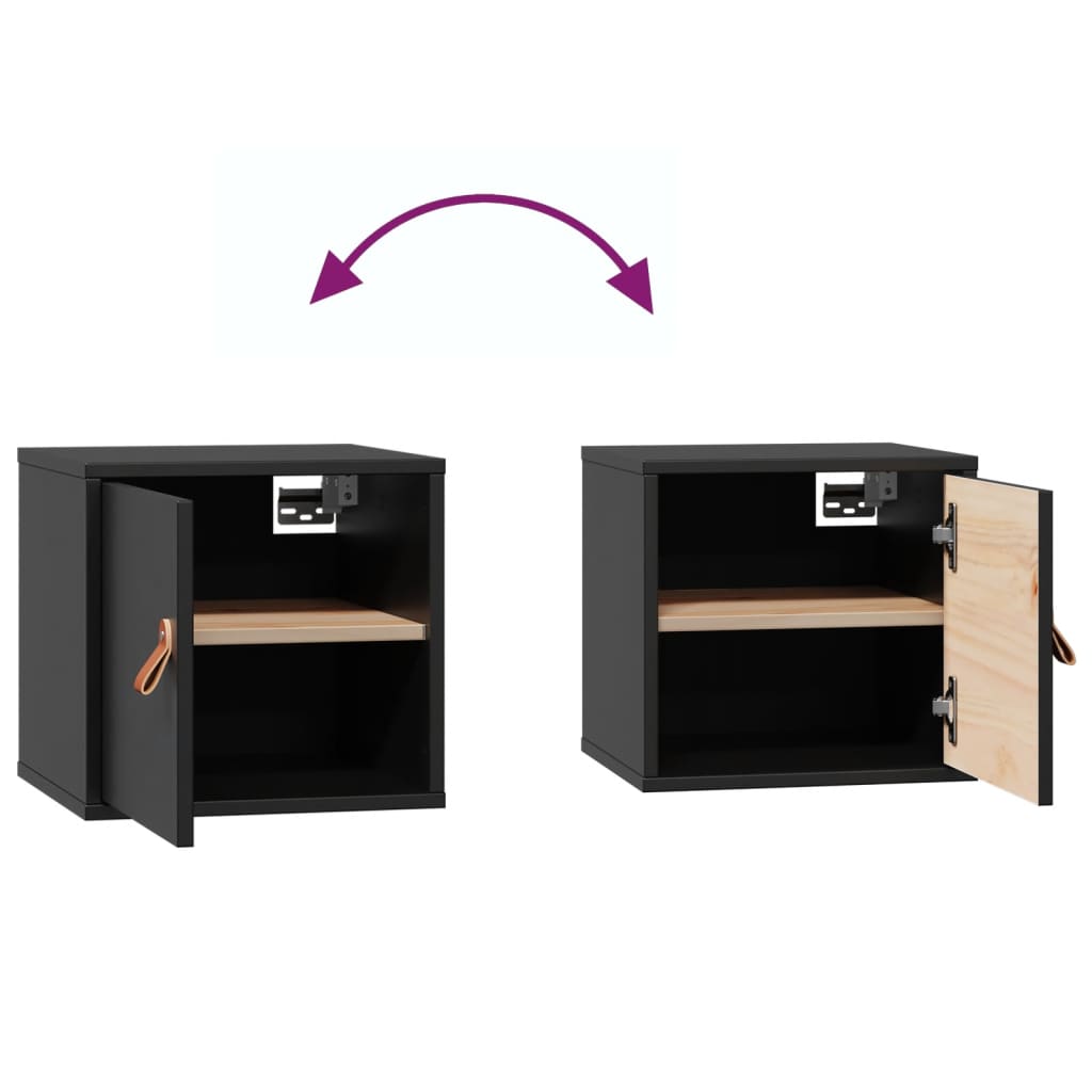 Wall cabinets, 2 pcs., black, 31.5x30x30cm, solid pine