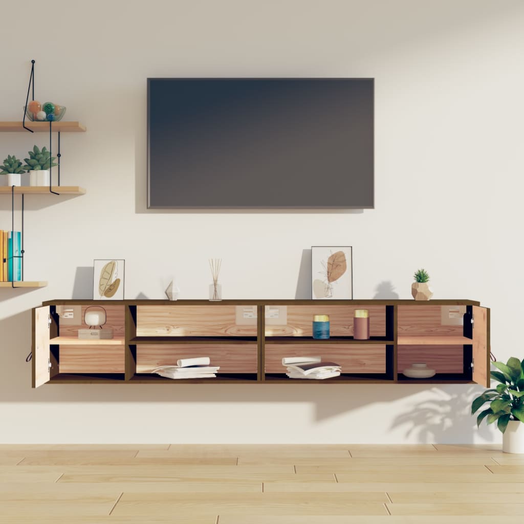 Wall cabinets, 2 pcs., honey brown, 80x30x30cm, pine