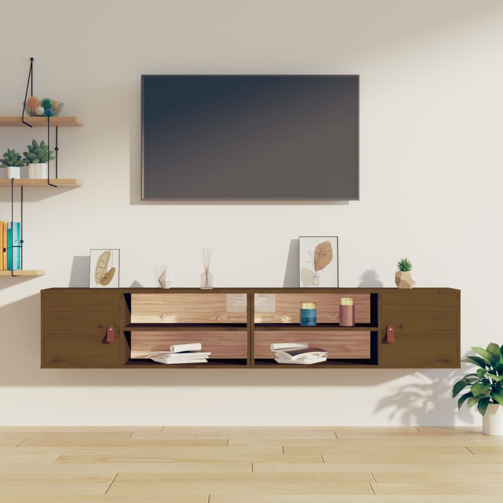 Wall cabinets, 2 pcs., honey brown, 80x30x30cm, pine