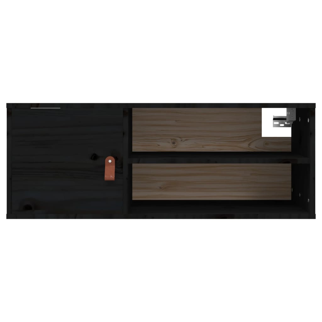 Wall cabinet, black, 80x30x30cm, solid pine
