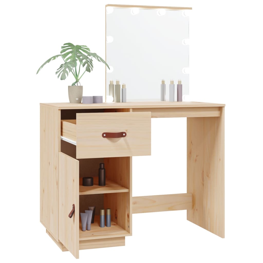 Dressing table with LED, 95x50x133.5cm, solid pine